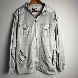 Southpole Gray Utility Bomber Jacket with Multiple Pockets Streetwear Casual XL*